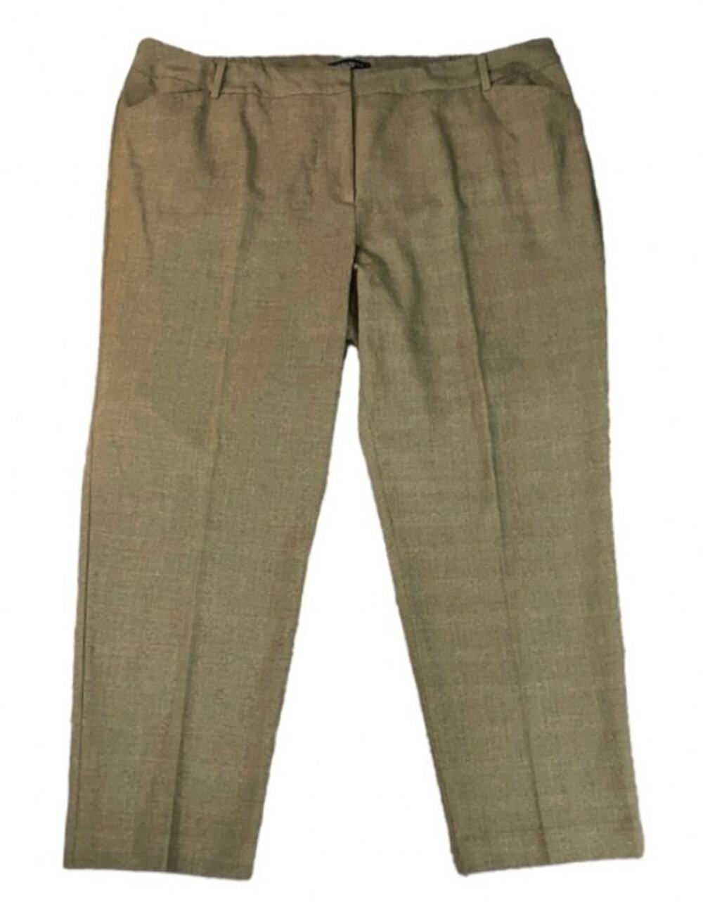 Talbots Womens Black/Toasted Almond Plaid Curvy Straight Leg Pants | Size 22W
